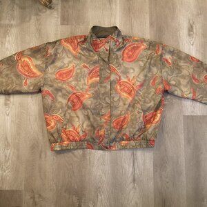 Image Ladies Size 24W Lightweight Green & Orange Paisley Design Jacket